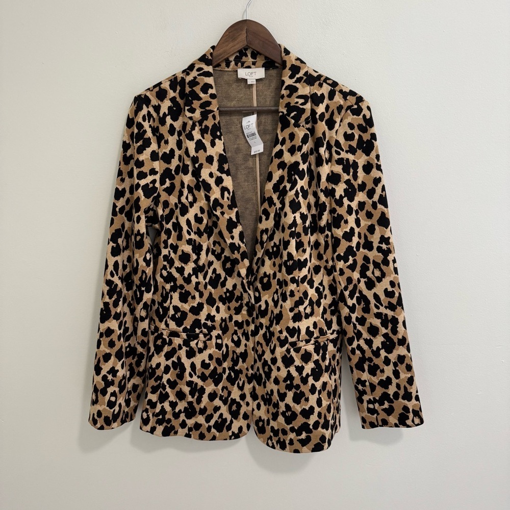 LOFT NWT Animal Print Knit Longline Blazer